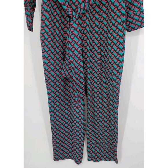 Diane Von Furstenberg DVF Silk Jumpsuit Blue Fuchsia Black Size 2 NWT $6… - Picture 5 of 16
